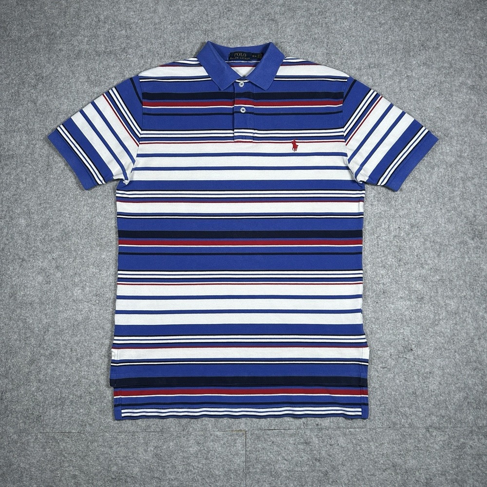 Polo‎ Ralph Lauren Polo Shirt Mens Size XL Long Blue White Striped preppy